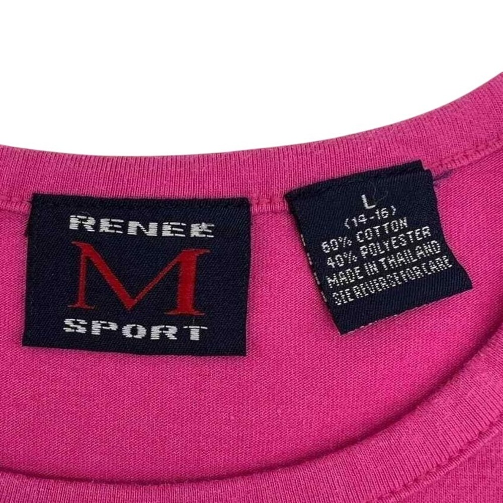 Vintage Renee M Sport Bright Pink TShirt L 14-16 Watermelon Cherry Summer Picnic - Picture 4 of 7